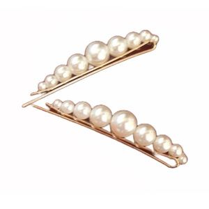 Pearl & Gold Hair Barrettes - Clips - Hair Pins Set